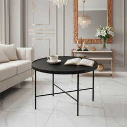 Tre 600 Elegant Coffee Table 60X60 Cm With Metal Legs Modern Durable Living Room Design Nero - thumbnail 1