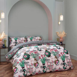 Furn. Ishiko Floral Reversible Duvet Cover Set, Double, White - thumbnail 1