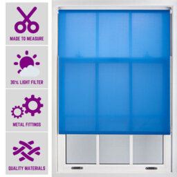 Furnished Made To Measure Day Light Roller Blinds With Metal Fittings - Blue Blind For Home And Office (W)150Cm (L)210Cm