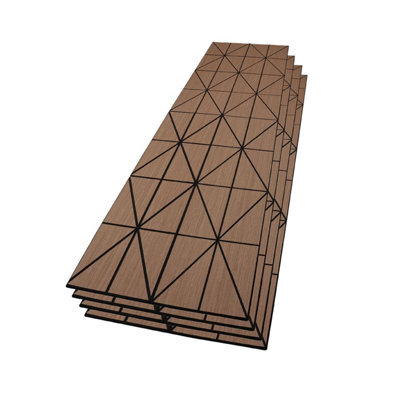 Wvh Walnut Diamond Geometric Wood Veneer Acoustic Felt Backing Decorative Sound-Absorbing Solution For Homes, Offices, And Studios - image 1