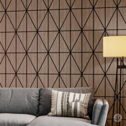 Wvh Walnut Diamond Geometric Wood Veneer Acoustic Felt Backing Decorative Sound-Absorbing Solution For Homes, Offices, And Studios - thumbnail 5