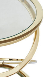 Orsina Clear Glass And Gold Metal Side Table, Contemporary End Table With Glass Top And Bottom Shelf, Modern Table - thumbnail 5