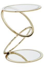 Orsina Clear Glass And Gold Metal Side Table, Contemporary End Table With Glass Top And Bottom Shelf, Modern Table - thumbnail 3