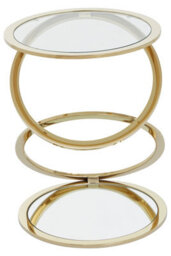 Orsina Clear Glass And Gold Metal Side Table, Contemporary End Table With Glass Top And Bottom Shelf, Modern Table - thumbnail 2
