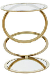 Orsina Clear Glass And Gold Metal Side Table, Contemporary End Table With Glass Top And Bottom Shelf, Modern Table