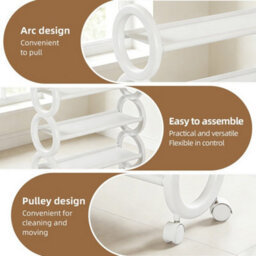 3-Tier Rolling Shoe Rack With Wheels Circular Metal White - thumbnail 6