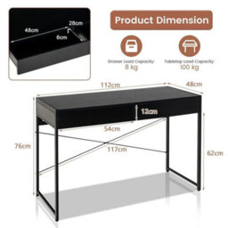 Industrial Computer Desk With 2 Drawers 112Cm Study - thumbnail 3