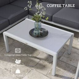 Outsunny 5 Pcs Garden Sofa Set W/ Cushions, Aluminium Furniture Sets, Grey - thumbnail 6