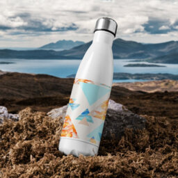 Benjamin Tate Design Triangles With Maple Oak Leaves Marble Stainless Steel Bottle Designer Style - thumbnail 3