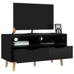 Berkfield Sturdy Tv Cabinet High Gloss Black 90X40X48.5 Cm Engineered Wood - thumbnail 3