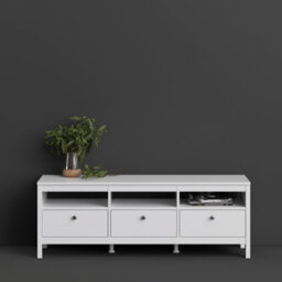 Furniture To Go Madrid Tv-Unit 3 Drawers In White - thumbnail 6