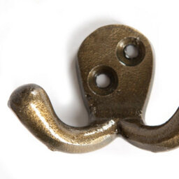Hammer and Tongs Hammer & Tongs Double Coat Hook - W50mm X H35mm - Brass - thumbnail 2