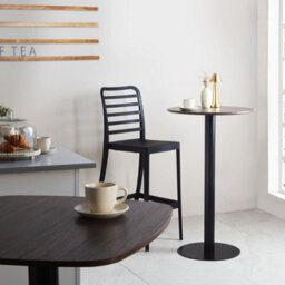 Wyld And Coco Garden Bistro Round Coffee Table 60 X 60 Cm, Dark Brown Paper Veneer Top With Black Iron Base - thumbnail 2