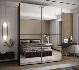 Arte Trosa Ii Black Mirrored Sliding Door Wardrobe W2000mm H2450mm D640mm With Black Steel Handles - thumbnail 2