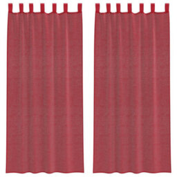 Berkfield Voile Curtains With Rod Pockets 2 Pcs Wine Red - thumbnail 2