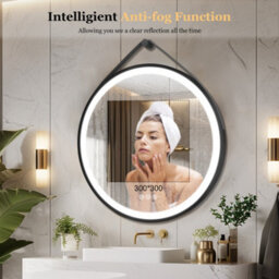 Luvodi Round 700mm Led Lighted Bathroom Mirror Anti-Fog Dimmable With Leather Belt(Non Removable) - thumbnail 3