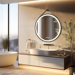 Luvodi Round 700mm Led Lighted Bathroom Mirror Anti-Fog Dimmable With Leather Belt(Non Removable) - thumbnail 7