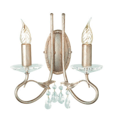 Luminosa Lighting Elstead Christina 2 Light Indoor Candle Wall Light Silver, Gold, E14 - image 1
