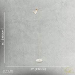 Happy Homewares Muted Dove Grey Scandinavian Designed Floor Lamp With Wooden Trim - thumbnail 7