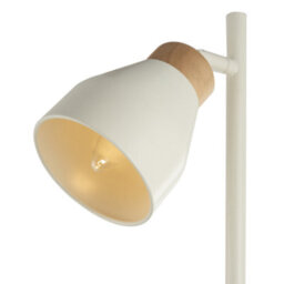 Happy Homewares Muted Dove Grey Scandinavian Designed Floor Lamp With Wooden Trim - thumbnail 4