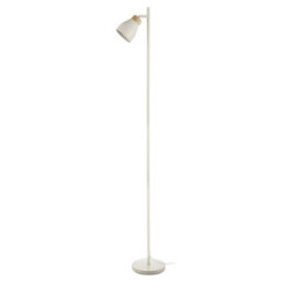 Happy Homewares Muted Dove Grey Scandinavian Designed Floor Lamp With Wooden Trim - thumbnail 1