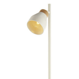 Happy Homewares Muted Dove Grey Scandinavian Designed Floor Lamp With Wooden Trim - thumbnail 3