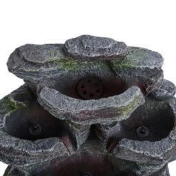 Living And Home Grey Faux Rock Solar-Powered Resin Garden Water Fountain Water Feature With Led Lights 46Cm H - thumbnail 5