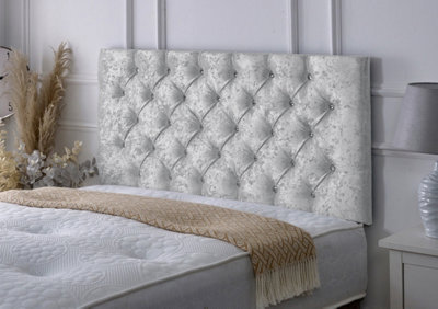 "Adore Designs Chesterfield Crushed Velvet 3Ft Single 24"" Headboard -  Silver"