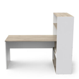 FurniComp LTD Furnicomp Faro 1 Door White And Oak Corner Office Desk With Bookcase - thumbnail 3