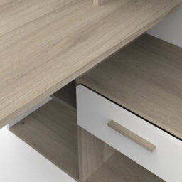 FurniComp LTD Furnicomp Faro 1 Door White And Oak Corner Office Desk With Bookcase - thumbnail 4