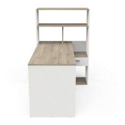 FurniComp LTD Furnicomp Faro 1 Door White And Oak Corner Office Desk With Bookcase - thumbnail 6