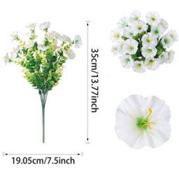 10 Pack Uv Resistant Outdoor Artificial Flowers, Fake Flower Bouquets, Artificial Plants For Outdoor And Indoor Use (White) - thumbnail 2