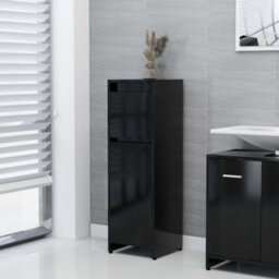 Berkfield Sturdy Bathroom Cabinet Black 30X30X95 Cm Engineered Wood - thumbnail 2