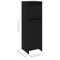 Berkfield Sturdy Bathroom Cabinet Black 30X30X95 Cm Engineered Wood - thumbnail 9