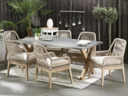 Beliani Garden Dining Set 6 Seater Olbia With Cushions Beige - thumbnail 2