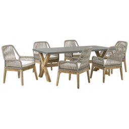 Beliani Garden Dining Set 6 Seater Olbia With Cushions Beige - thumbnail 1