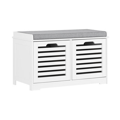 Shoe Storage Bench Shoe Cabinet With Seat Cushion And 2 Drawers Wooden Storage Unit Hallway Organiser,sobuy Fsr23-K-W,white - image 1