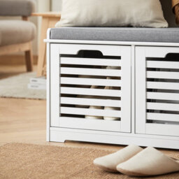 Shoe Storage Bench Shoe Cabinet With Seat Cushion And 2 Drawers Wooden Storage Unit Hallway Organiser,sobuy Fsr23-K-W,white - thumbnail 4
