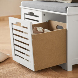 Shoe Storage Bench Shoe Cabinet With Seat Cushion And 2 Drawers Wooden Storage Unit Hallway Organiser,sobuy Fsr23-K-W,white - thumbnail 5