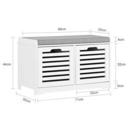 Shoe Storage Bench Shoe Cabinet With Seat Cushion And 2 Drawers Wooden Storage Unit Hallway Organiser,sobuy Fsr23-K-W,white - thumbnail 3