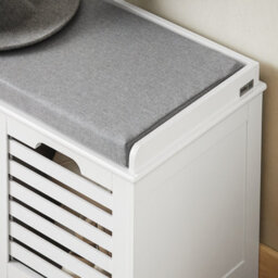 Shoe Storage Bench Shoe Cabinet With Seat Cushion And 2 Drawers Wooden Storage Unit Hallway Organiser,sobuy Fsr23-K-W,white - thumbnail 6