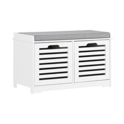 Shoe Storage Bench Shoe Cabinet With Seat Cushion And 2 Drawers Wooden Storage Unit Hallway Organiser,sobuy Fsr23-K-W,white - thumbnail 1