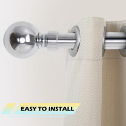 Ameha Curtain Metal Pole Extendable Curtain Rod,60mm Finials, Ring,brackets And Fitting Set (120-210Cm, 48''- 84'',chrome) - thumbnail 9