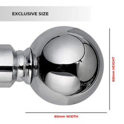 Ameha Curtain Metal Pole Extendable Curtain Rod,60mm Finials, Ring,brackets And Fitting Set (120-210Cm, 48''- 84'',chrome) - thumbnail 7