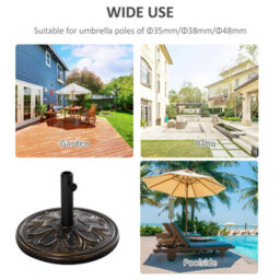 Outsunny 13Kg Round Parasol Base Heavy Duty Cement Stand Umbrella Holder Bronze - thumbnail 6