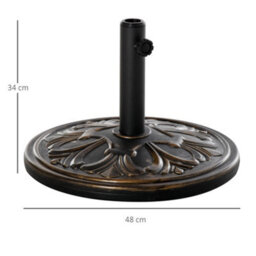 Outsunny 13Kg Round Parasol Base Heavy Duty Cement Stand Umbrella Holder Bronze - thumbnail 3