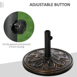 Outsunny 13Kg Round Parasol Base Heavy Duty Cement Stand Umbrella Holder Bronze - thumbnail 4