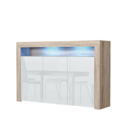 Aether Sideboard 155Cm Oak & White With High Gloss Doors And Led Lighting - Creative Furniture - thumbnail 8