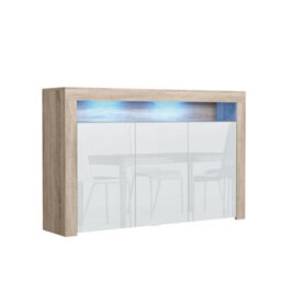 Aether Sideboard 155Cm Oak & White With High Gloss Doors And Led Lighting - Creative Furniture - thumbnail 7