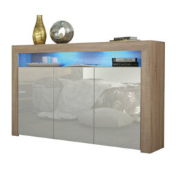 Aether Sideboard 155Cm Oak & White With High Gloss Doors And Led Lighting - Creative Furniture - thumbnail 3